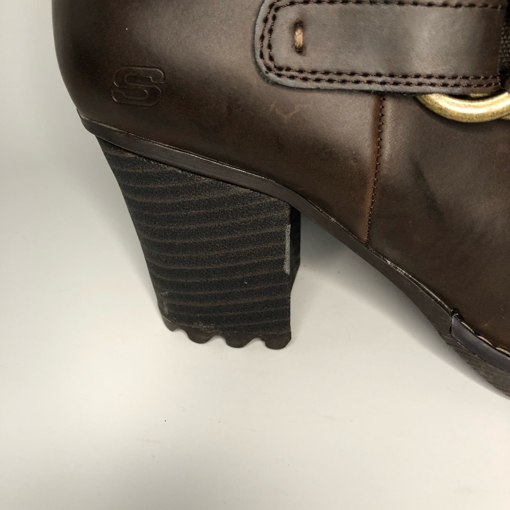 Skechers Leather Upper Chunky Lug Sole Mid Calf Brown Boot Size 10 - Picture 12 of 13